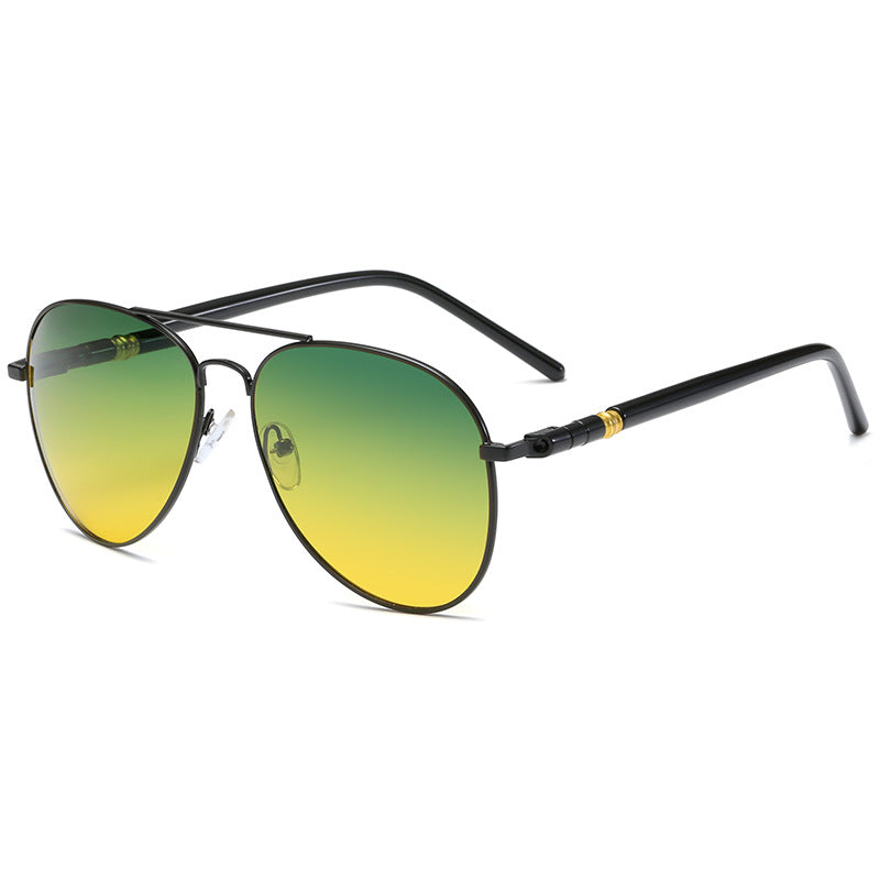 Wholesale Polarized sunglasses double beam color changing sunglasses day and night use driving frog mirror